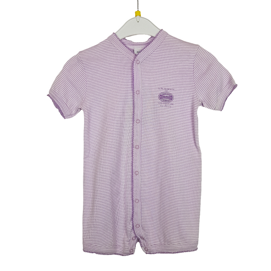 Spieler - Petit Bateau - kurzarm - 80 - lila/weiß - geringelt - mit Original-Etikett