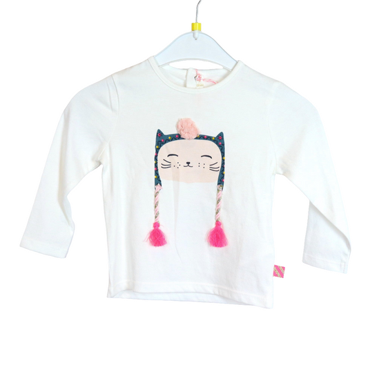 Langarm - Billieblush - 74/80 - weiß - Motiv - Mädchen - Girl - sehr guter Zustand mit Original-Etikett