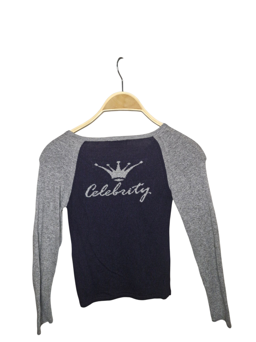 Pullover - ELSY - 128 - blau/grau - V-Neck - Angora - mit Original-Etikett