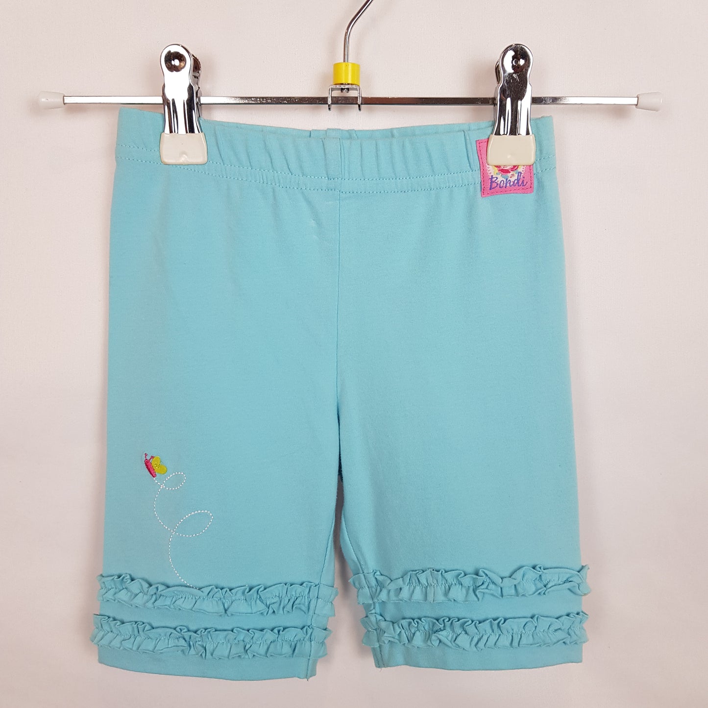 Hose - Bondi - kurz/Legging - 74/80 - türkis - mit Rüschen - Schmetterling -  sehr guter Zustand