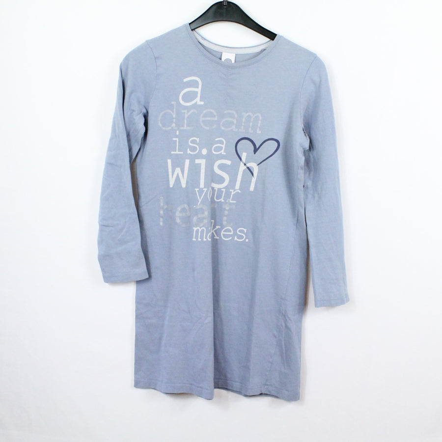 Schlafkleidung - Sanetta - Nachthemd - 134/140 - hellblau - Schrift - Girl - sehr guter Zustand