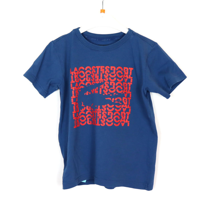 T-Shirt - Lacoste - 116 - dunkelblau/rot - Schrift - Boy - sehr guter Zustand