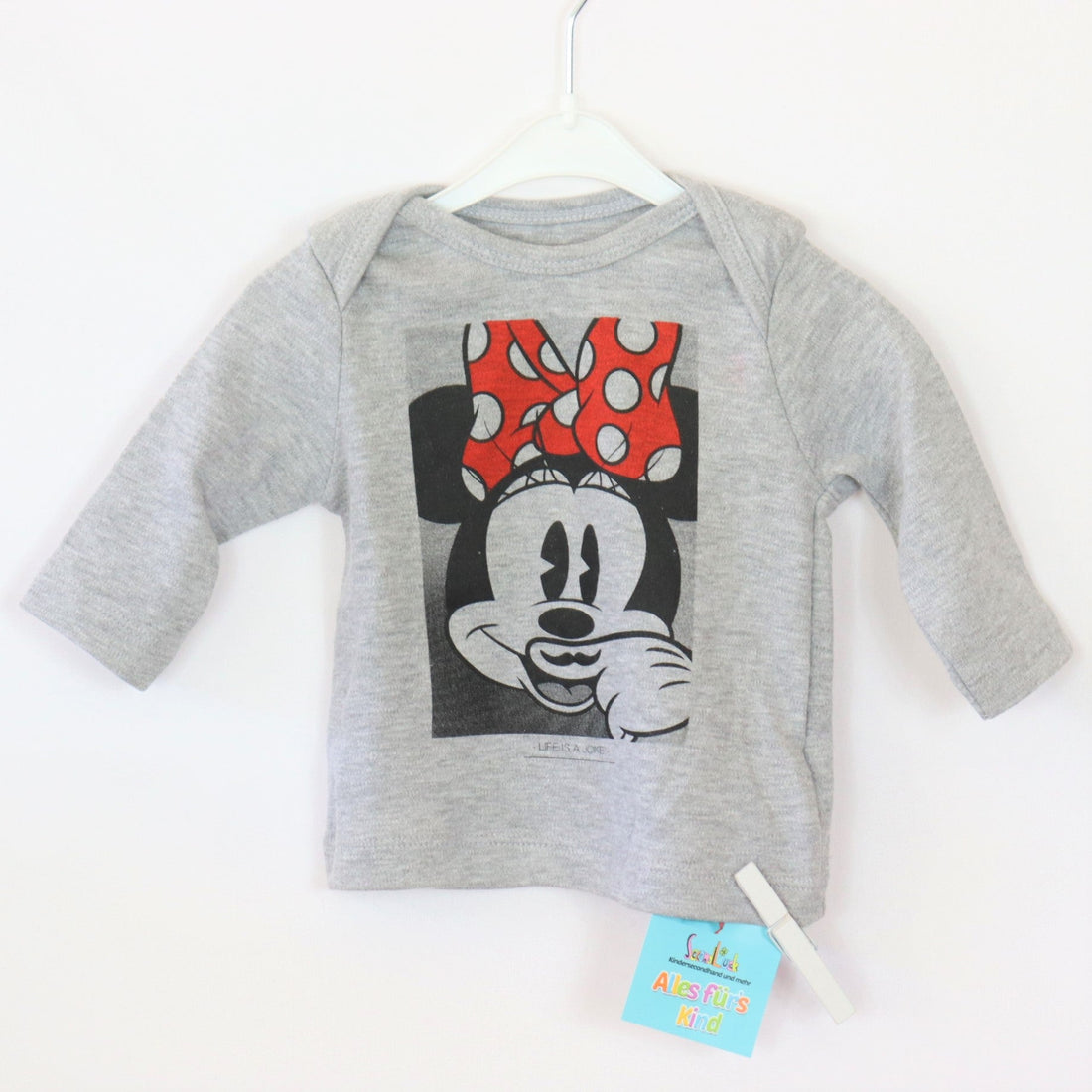 Langarm - Disney - 62 - grau - bedruckt - Minnie Mouse - Boy - sehr guter Zustand