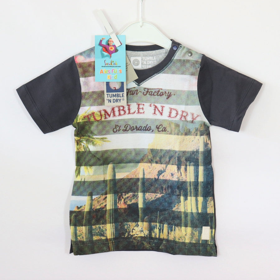 T-Shirt - Tumble`n Dry - 92 - bunt - bedruckt - gestreift - Boy - sehr guter Zustand